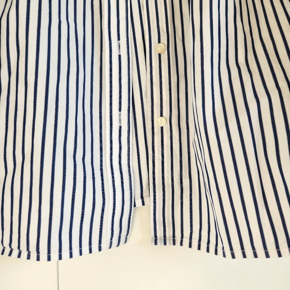 Lauren Ralph Lauren Blue White Striped Button Down Shirt Womens 3X Cotton - Picture 10 of 12